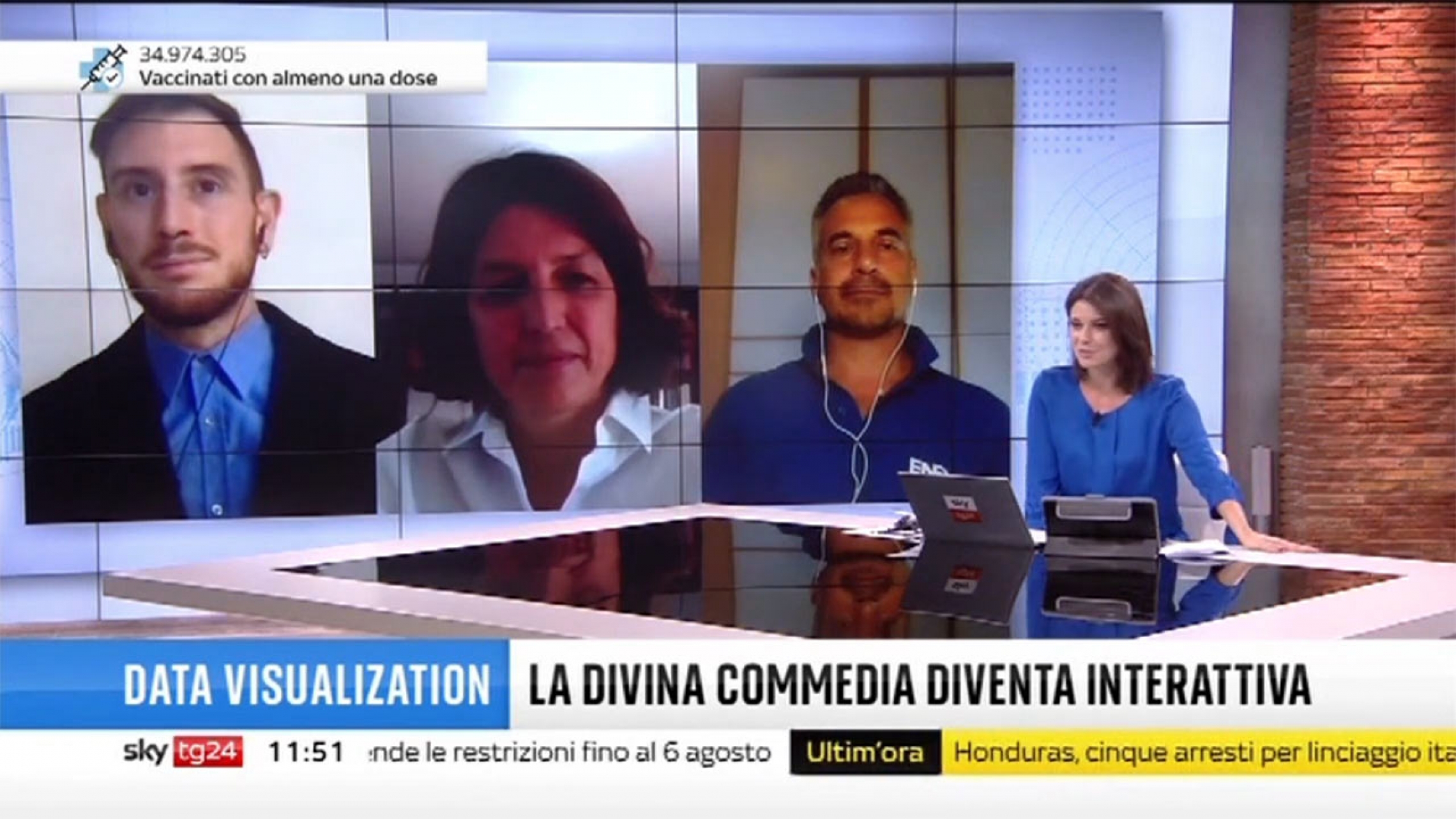 Screenshot dalla trasmissione progress, live su SkyTg 24