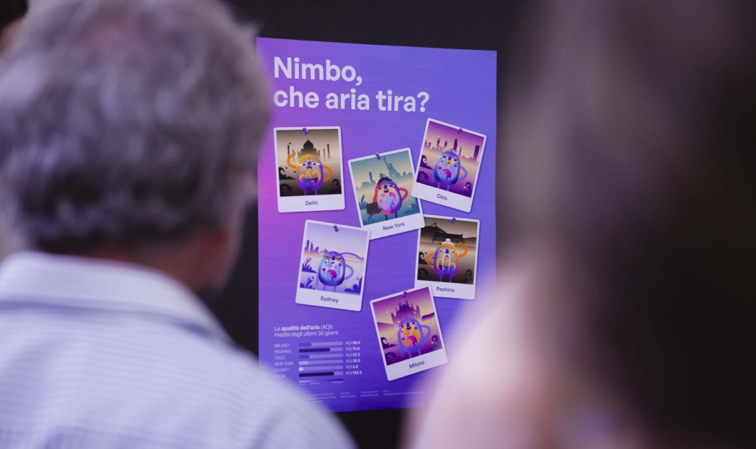 People during the Nimbo exhibition at Politecnico