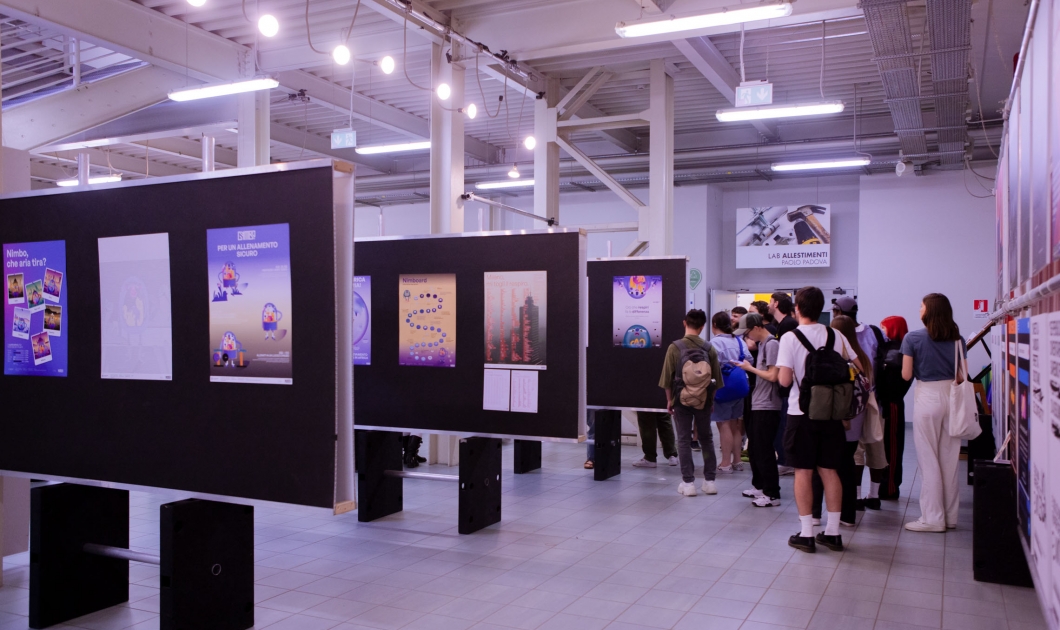 Design students during the Nimbo exhibition at Politecnico