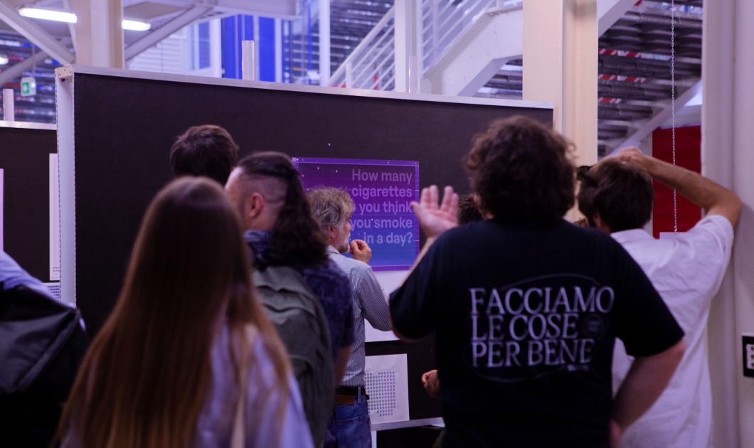 Design students during the Nimbo exhibition at Politecnico