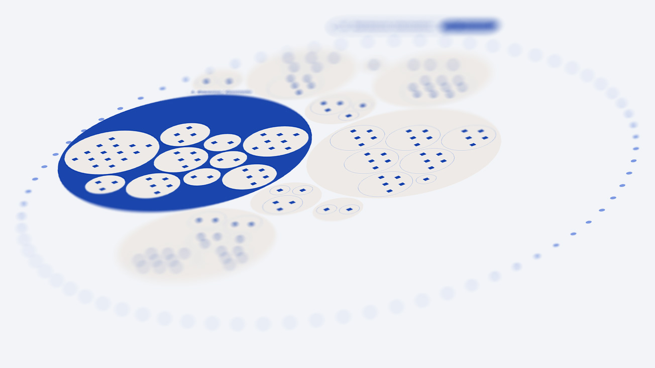 A data visualization shows a hierarchy of nested blue and light-colored ovals, each containing smaller shapes, on a white background.