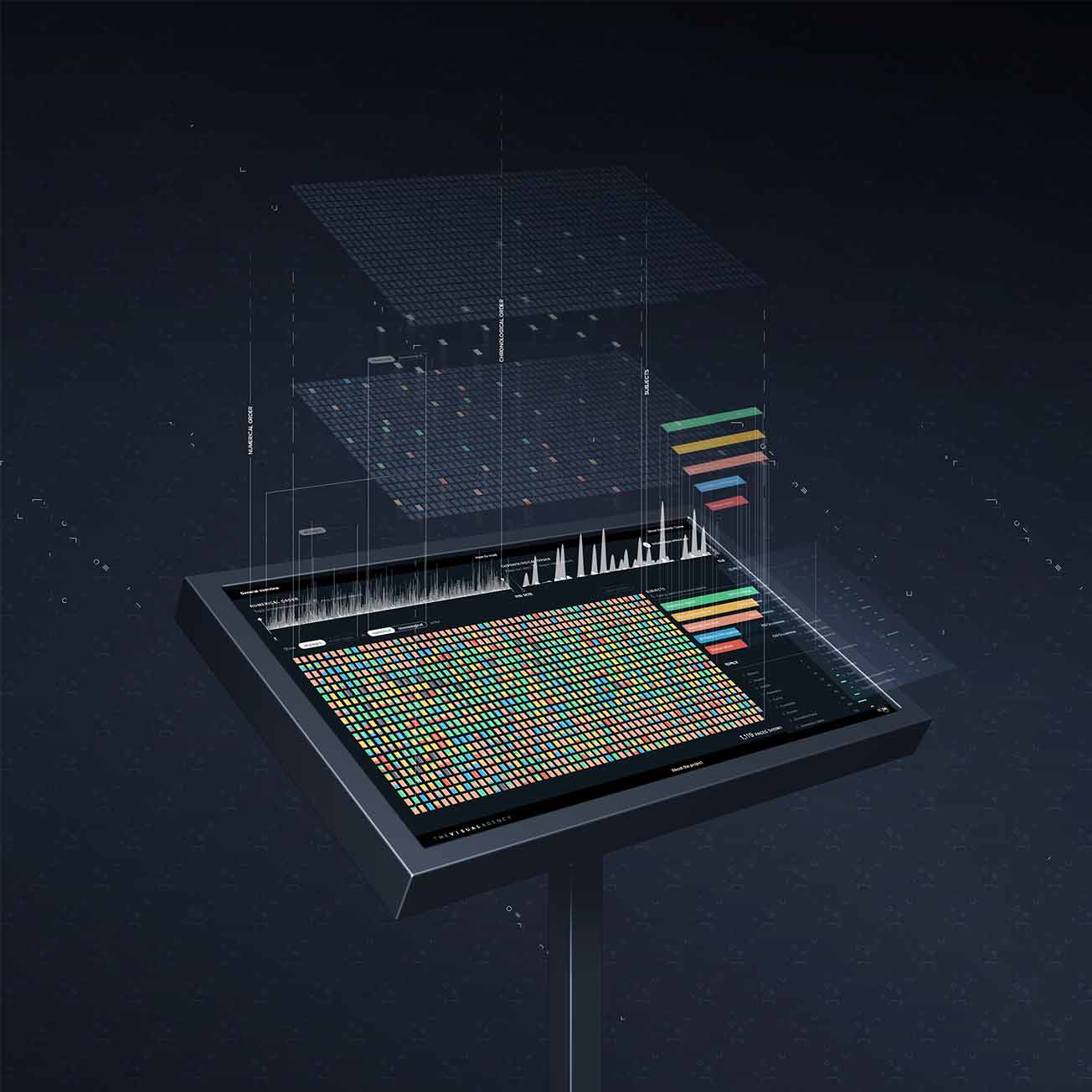 A visual artefact shows the dashboard's main visualisation and data coming to life, emerging from the screen