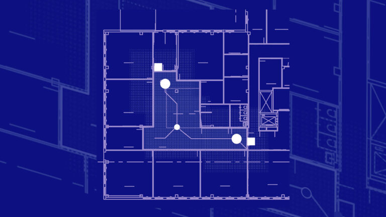 Floor plan with wayfinding points identified through the use of AI